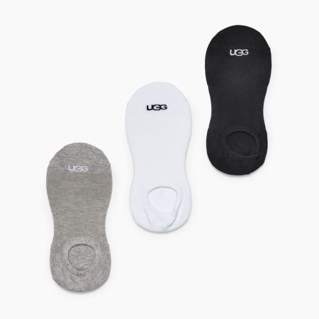 UGG Stela No Show 3 Pack Black White Grey Socks for Women (FJGB79413)